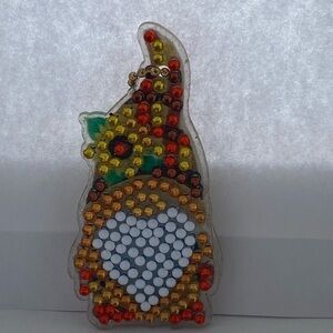 Handmade double sided diamond art gnome keychain
